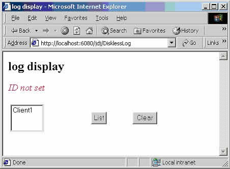 diskless server servlet use for client log selection