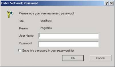 Login dialog.